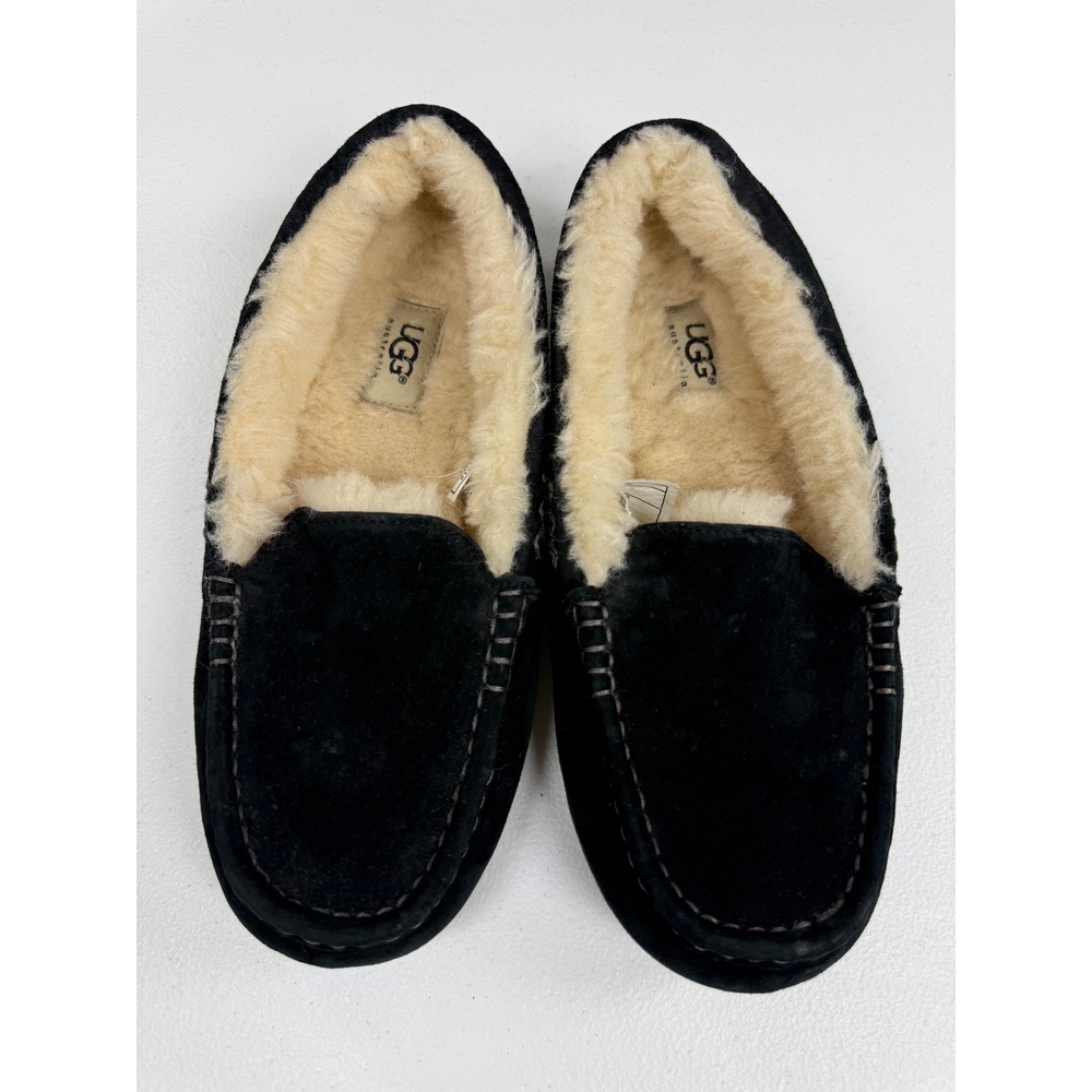 UGG Ansley Moccasin Slipper Women Size 8 Black Suede Cozy Comfort Scandi Hygge